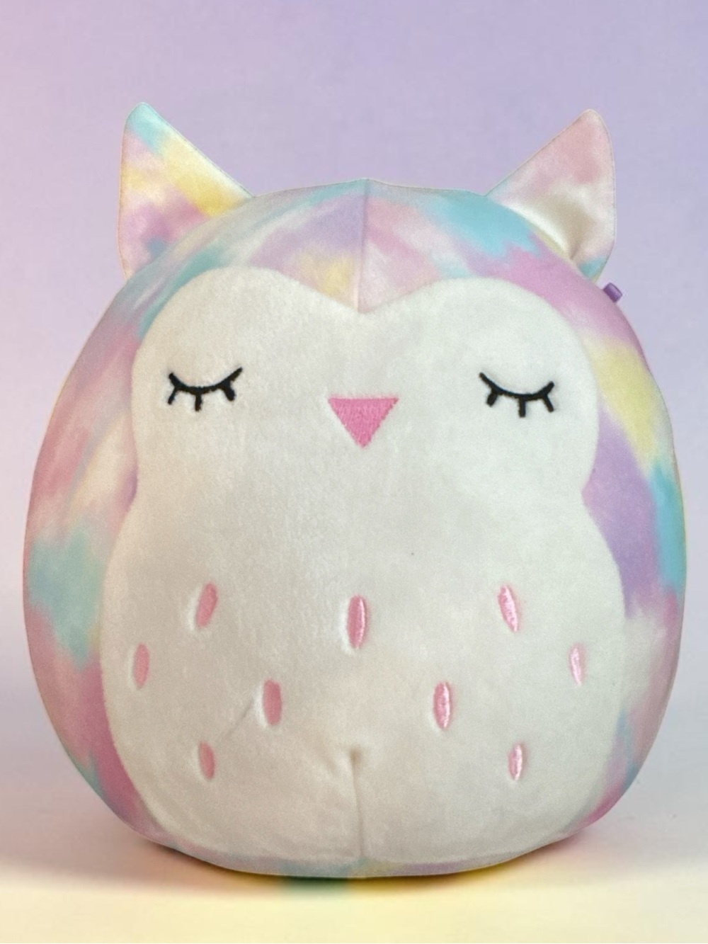Squishmallows Lesedi Owl 8” Pastel Rainbow Tie Dye Kellytoy Plush
